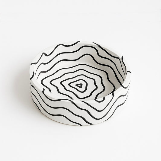 Siyah İzohips El Yapımı Dekoratif Kase