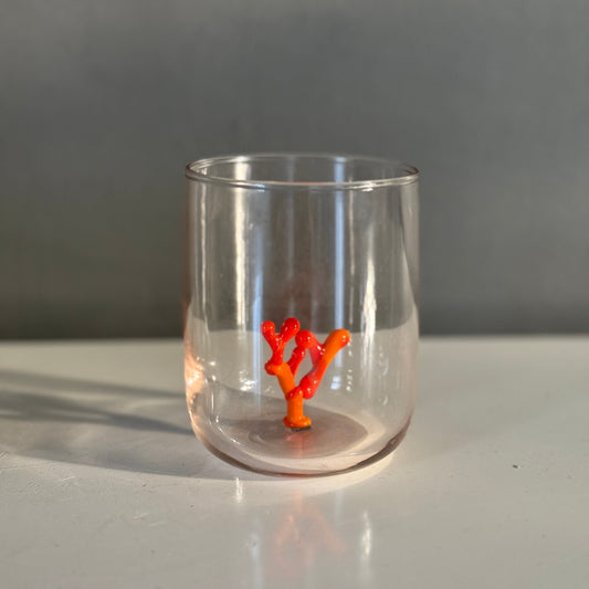 Mercan Turuncu El Yapımı Cam Bardak