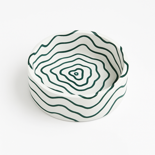 Derin Yeşil İzohips El Yapımı Dekoratif Kase