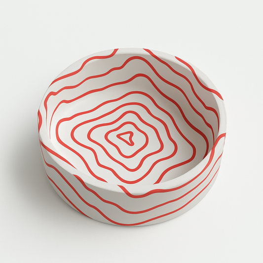 Kırmızı İzohips El Yapımı Dekoratif Kase