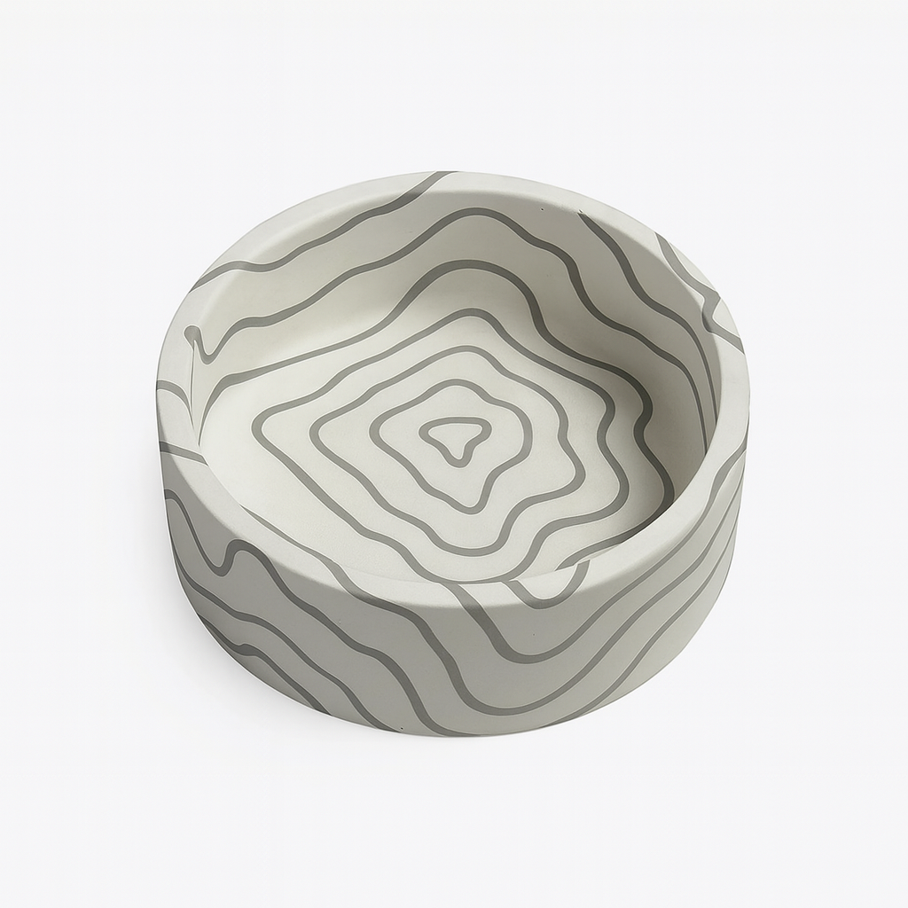 Gri İzohips El Yapımı Dekoratif Kase