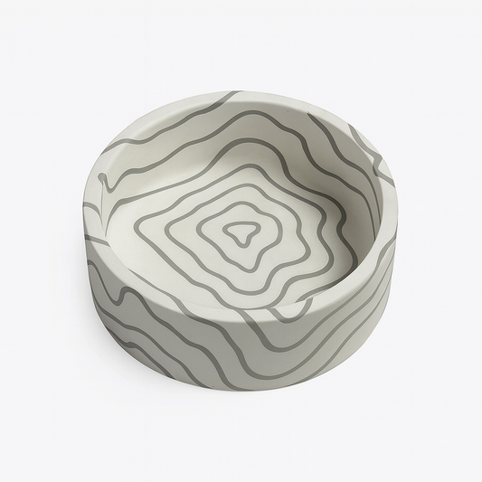 Gri İzohips El Yapımı Dekoratif Kase