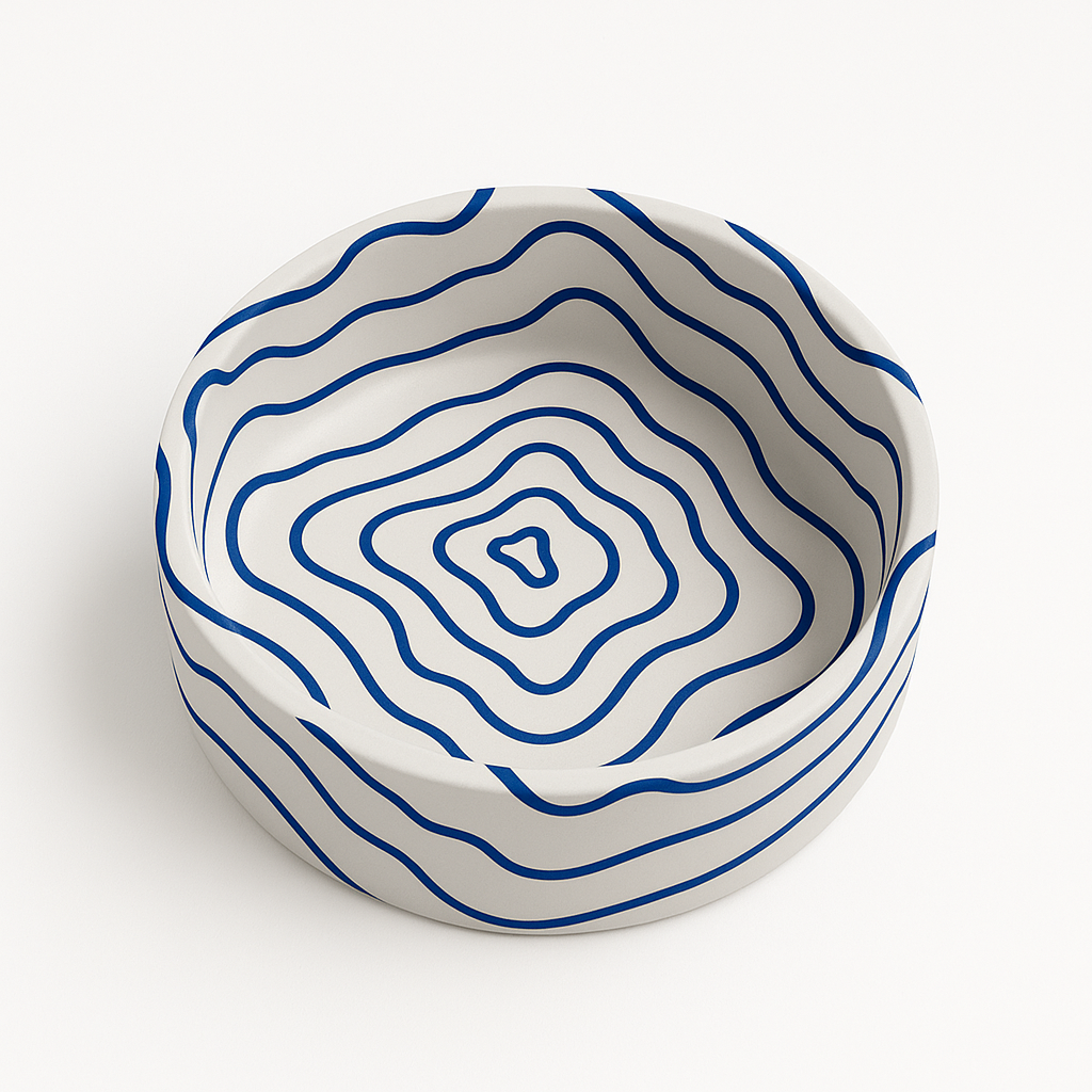 Lacivert İzohips El Yapımı Dekoratif Kase