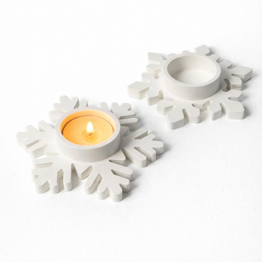 Kar Taneleri Duo Yılbaşı 2'li Tealight Mumluk Seti