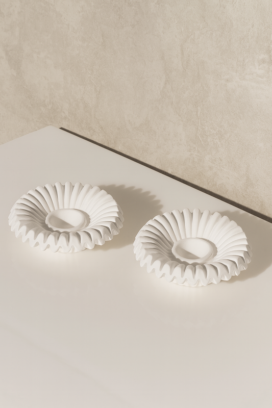 Shellglow – El Yapımı 2'li Beyaz Mumluk