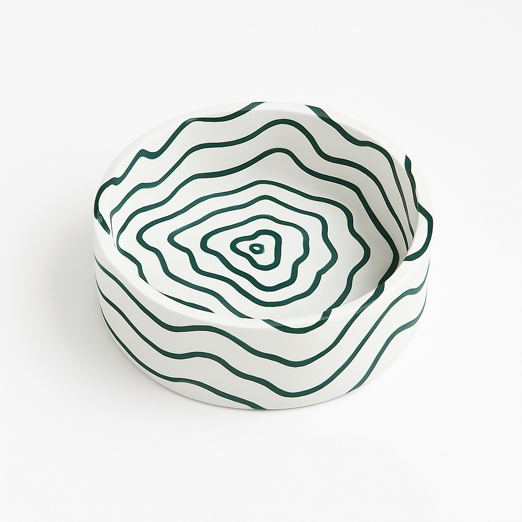 Derin Yeşil İzohips El Yapımı Dekoratif Kase