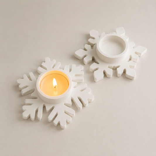 Kar Taneleri Duo Yılbaşı 2'li Tealight Mumluk Seti